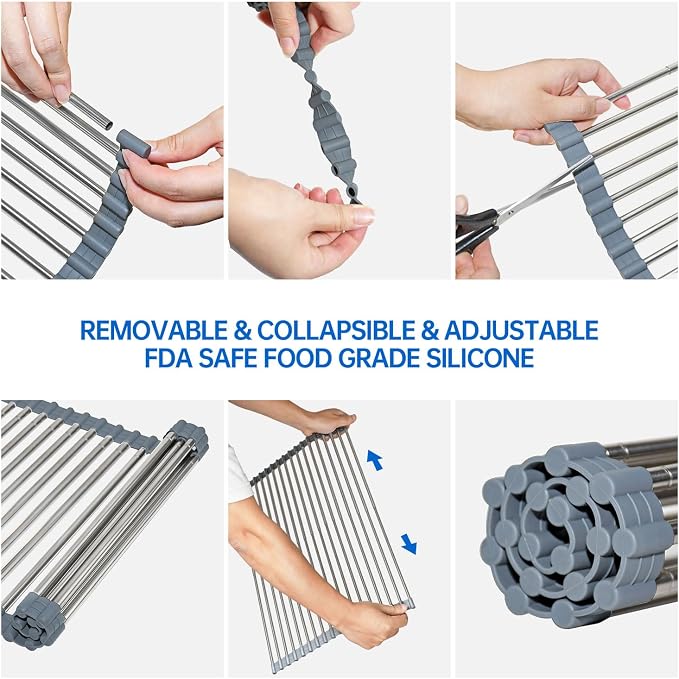 CHIRISEN Expandable Large Roll Up Dish Drying Rack 18 Tube - Image 6