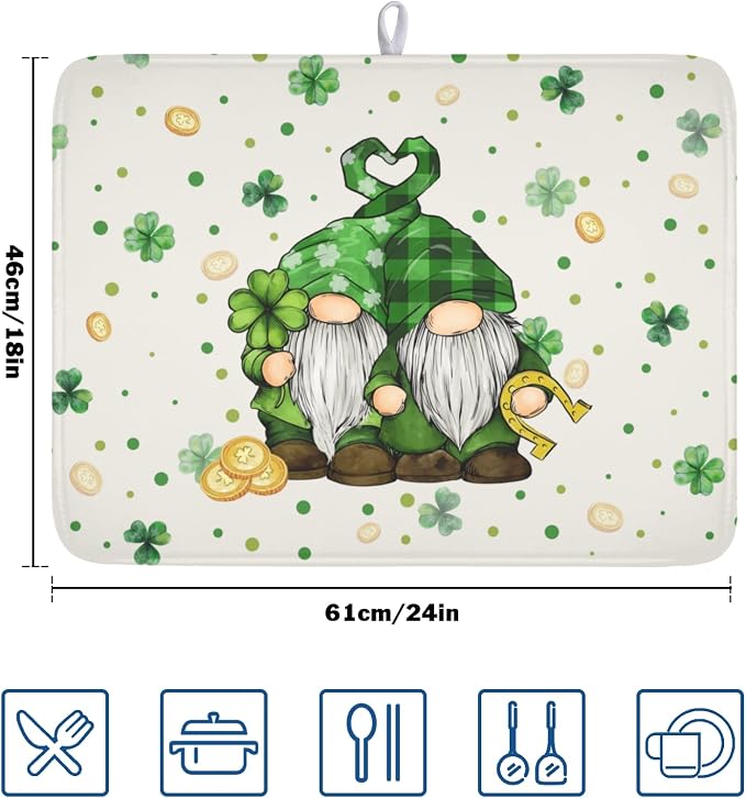 St Patrick's Day Gnome Dish Drying Mat - Image 2