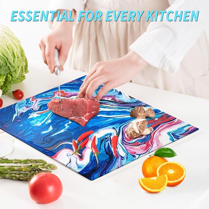 VASUHOME Glass Cutting Board, 16 * 12 inch Set of 1 Tempered Glass Cutting Board - Image 4