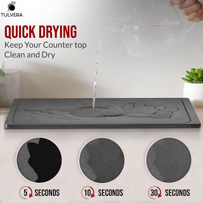 Stone Dish Drying Mat for Kitchen Counter – Diatomaceous Earth Drying Mat | - Image 2