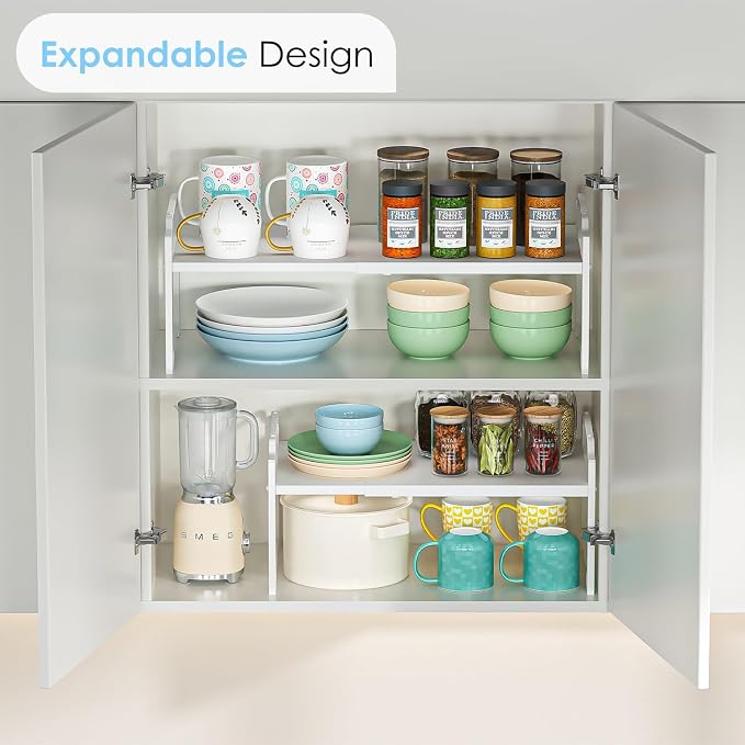 2 Pack 11” Width Expandable Kitchen Cabinet Organizer Shelves, Heavy Duty - Image 7