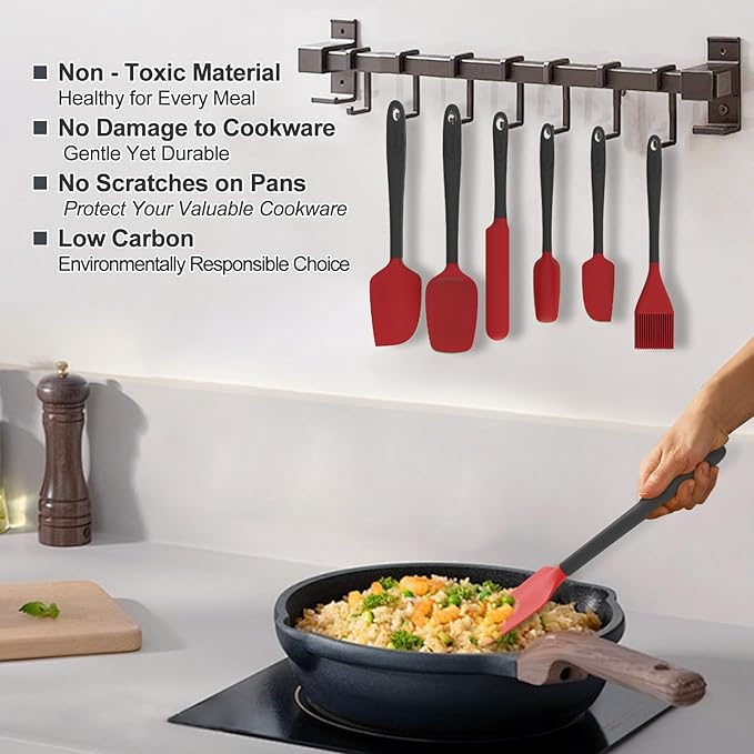 Silicone Spatula Set, 6 Pieces Food Grade Kitchen Utensils - Image 4