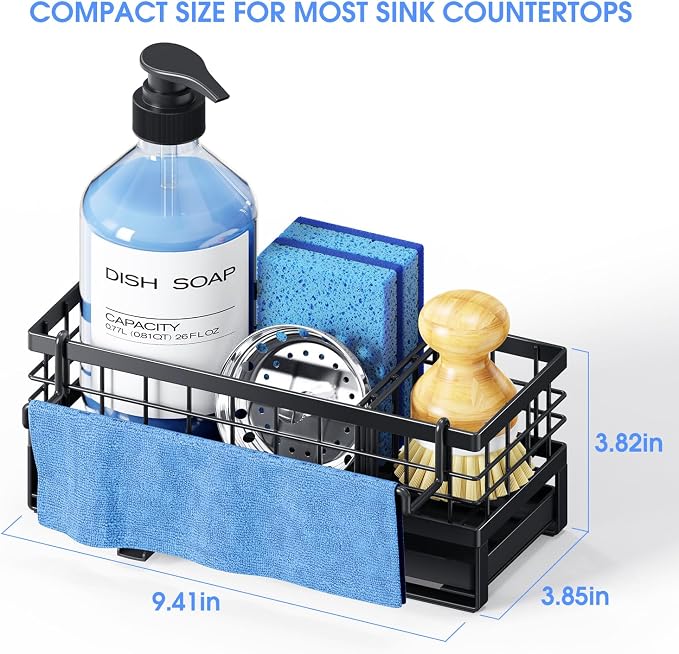 Kitchen Sink Sponge Holder, Rustproof Non-Slip Self-Draining Metal Sink Caddy - Image 2