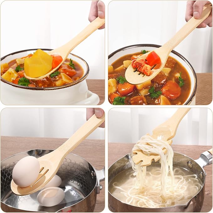 Wooden Spoons for Cooking is for All Kitchen. Made From Bamboo Wood, Wooden - Image 4