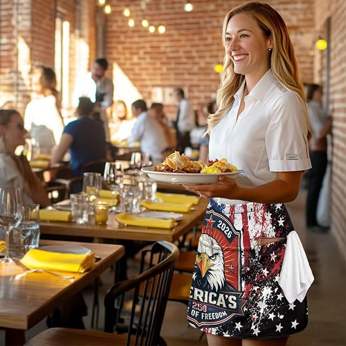 Server Apron with 3 Pockets, Waterproof Oil Waitress Waiter Half Apron - Image 4