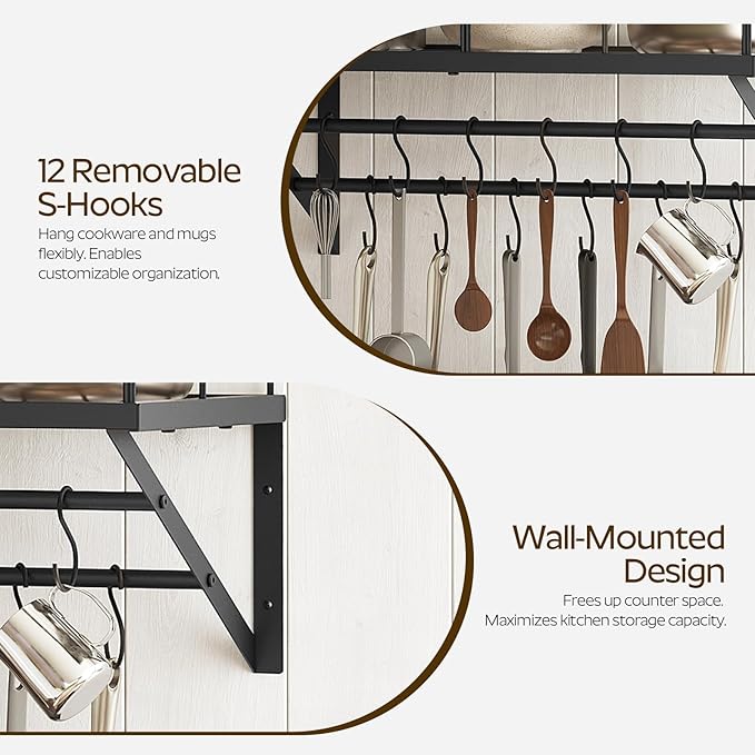 YATINEY Wall Mounted Pot Rack, 23.8 Inch Pot and Pan Organizer - Image 4