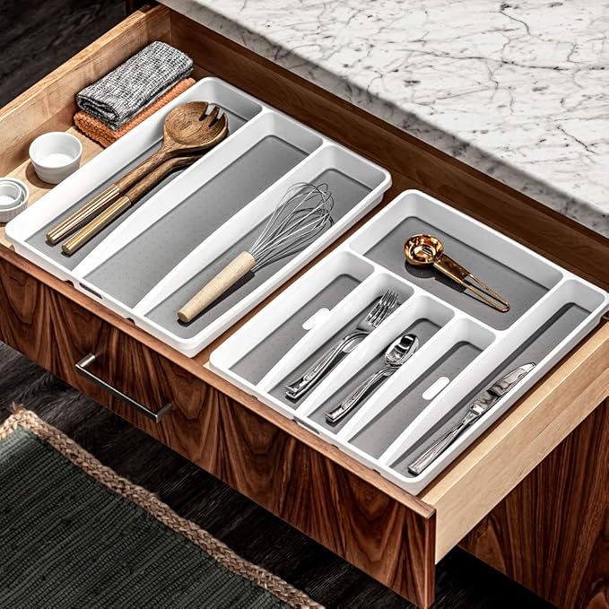 madesmart 3 Compartment Utensil Tray, Non Slip Lining, Deep Storage - Image 4