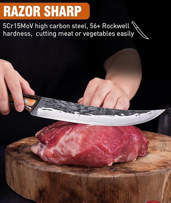 Naitesen 7PCS Hand Forged Butcher Knife and Kitchen Knife 2 in 1 Set - Image 5