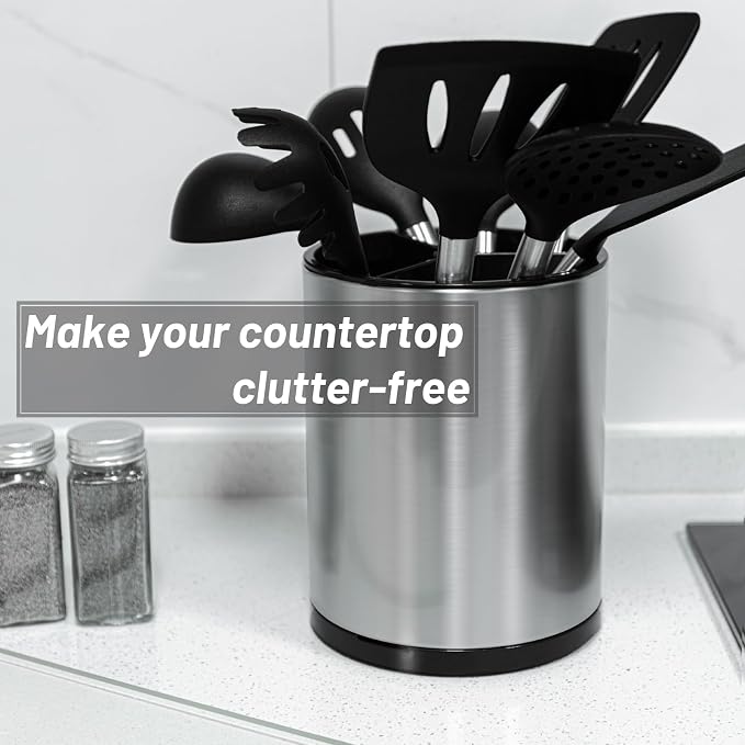 Kitchen Utensil Holder for Countertop 360° Rotating Utensil Caddy Extra Large - Image 8