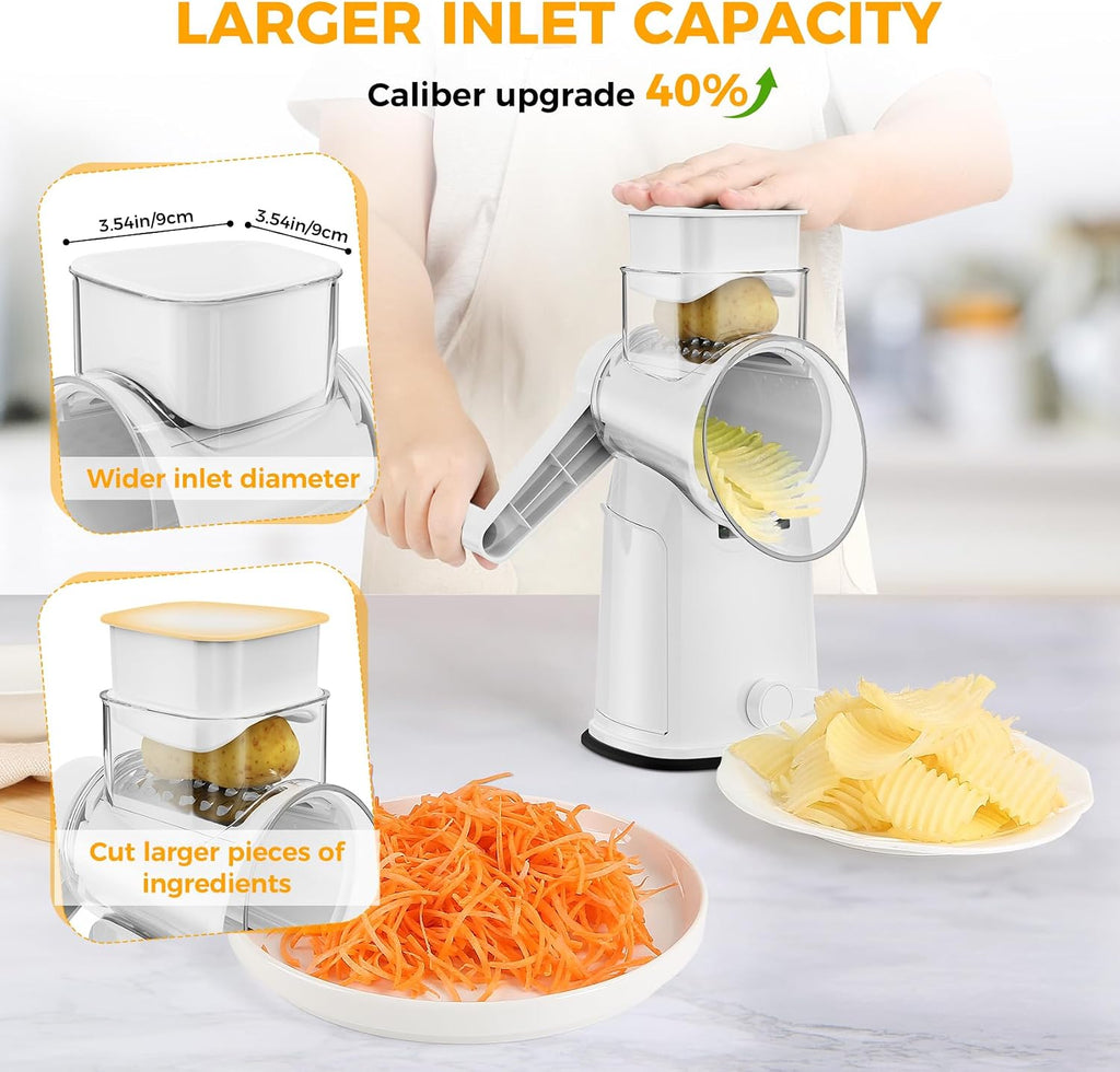 7 IN 1 Upgraded Rotary Cheese Grater with Handle – Vegetable Shredder