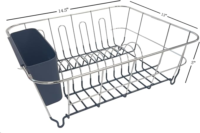 Dish Drying Rack & Cutlery Holder 2 Piece Set Compact Sink-Fitting Dish Drainer - Image 2