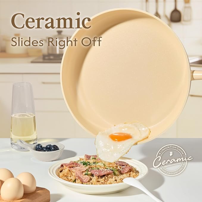 CAROTE Pots and Pans Set Nonstick, Ceramic Cookware Set, PFAS PTFE Free - Image 3