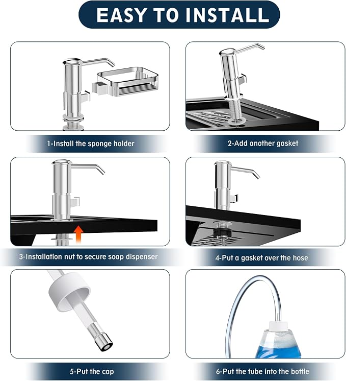 Soap Dispenser for Kitchen Sink, Mecyfaty Under Counter Sink Soap Dispenser Pump - Image 6