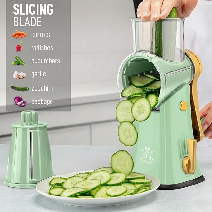 Zulay Kitchen Rotary Cheese Grater 5 Blade Cheese Shredder - Image 5