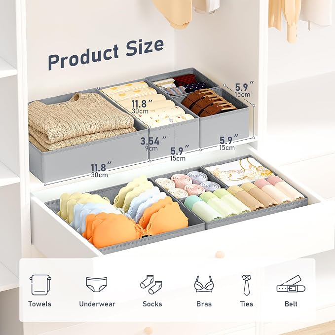 DIMJ Drawer Organizer Clothes, 21 Pack Dresser Organizer, Foldable Closet - Image 2