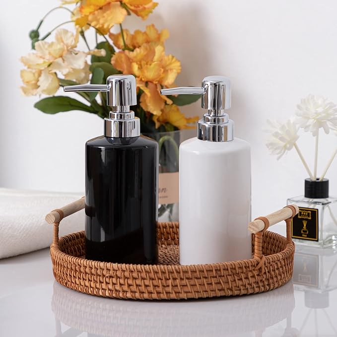 FE Soap Dispenser, 300ml/10oz Ceramic Liquid Soap Pump Dispenser, Refillable - Image 3
