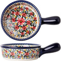 Red Daisy Flower Vintage Style Ceramic Bakeware Casserole Dish Baking Pan by Bicuzat