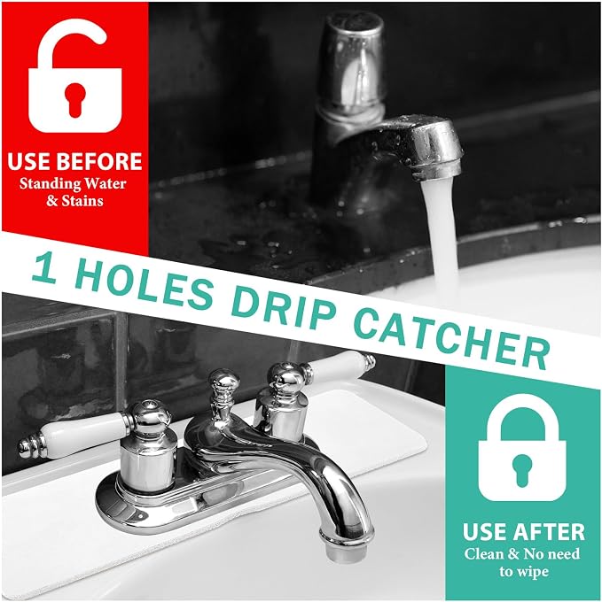 Tioncy 2 Pcs Faucet Mat Sink Splash Guard Oval-hole Oval Splash Pad - Image 4
