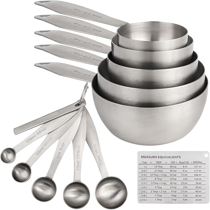 Measuring Cups and Spoons, 12 Piece Metric & US 18/8 Stainless Steel Measuring by Smithcraft