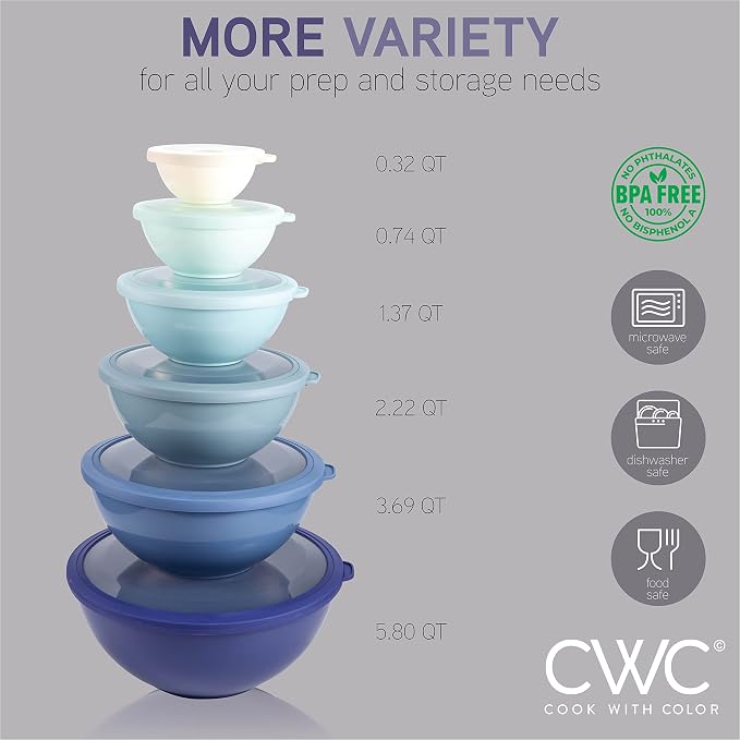 COOK WITH COLOR Mixing Bowls with TPR Lids - Image 4