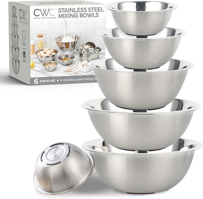 COOK WITH COLOR Stainless Steel Mixing Bowls Set by CookwithColor