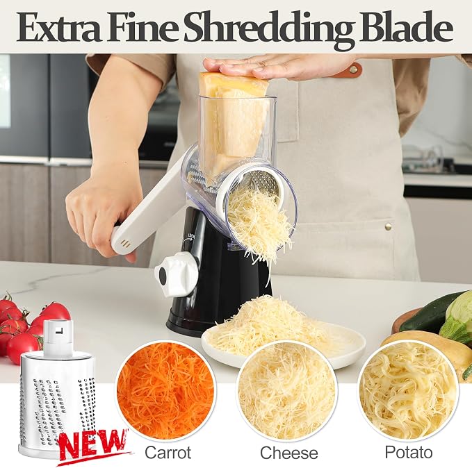Cambom 5 in 1 Rotary Cheese Grater Hand Crank Cheese Shredder - Image 2