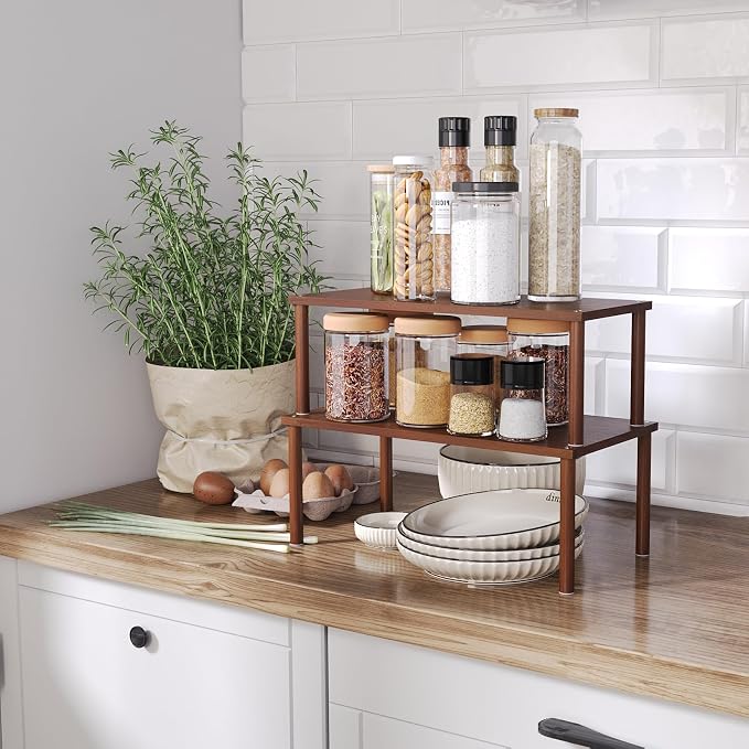 VERTORGAN Cabinet Organizer Shelf, Kitchen Counter Shelves, Bamboo Spice Rack - Image 5