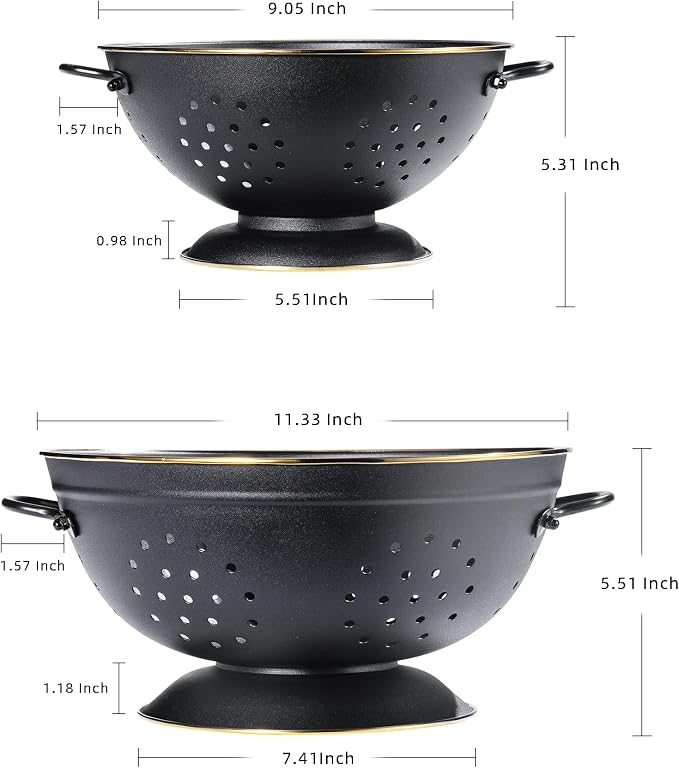 Metal Colander Set of 2, Strainer Basket - Image 2