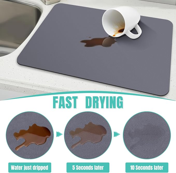 WISELIFE Coffee Mat Super Absorbent Dish Drying Mat - Image 3