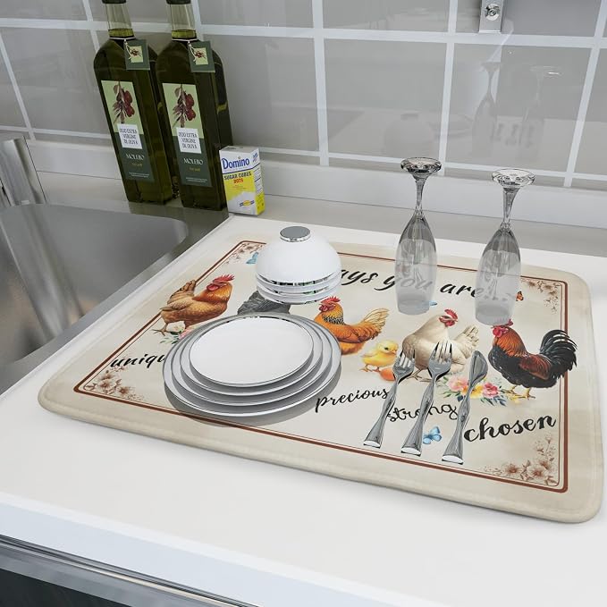 Farmhouse Rooster Dish Drying Mat - Image 6