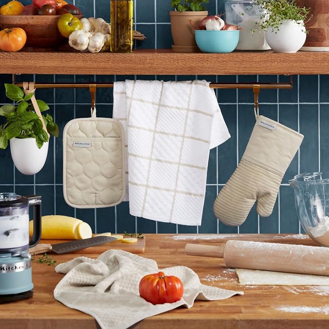 KITCHENAID Quilted Cotton Terry Cloth Oven Mitt, Pot Holder, Kitchen Towel - Image 2