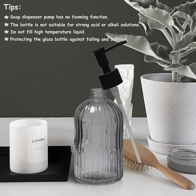 Gray Glass Soap Dispenser Set - Image 6