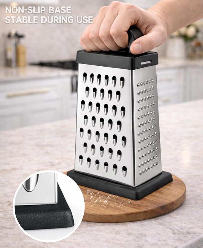 Cheese Grater, 4-Sided Mini Box Grater, Stainless Steel Food Shredder - Image 5