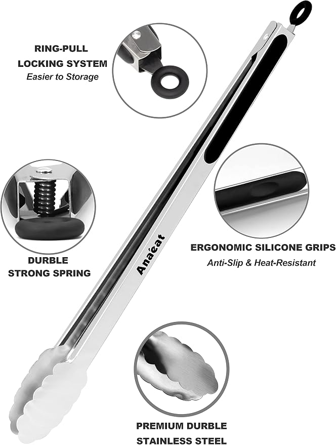 Anaeat Premium Stainless Steel Kitchen Tong, BBQ - Image 5