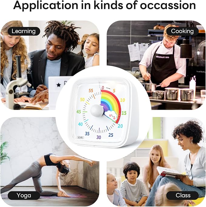 Yunbaoit Visual Timer with Night Light, 60-Minute Rainbow Countdown Timer - Image 7
