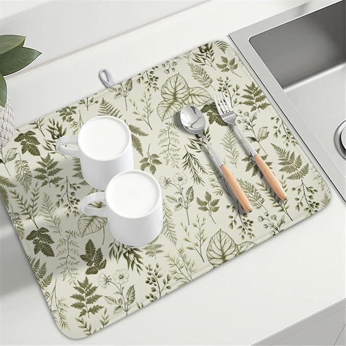 Vintage Botanical Floral Dish Drying Mat - Image 8