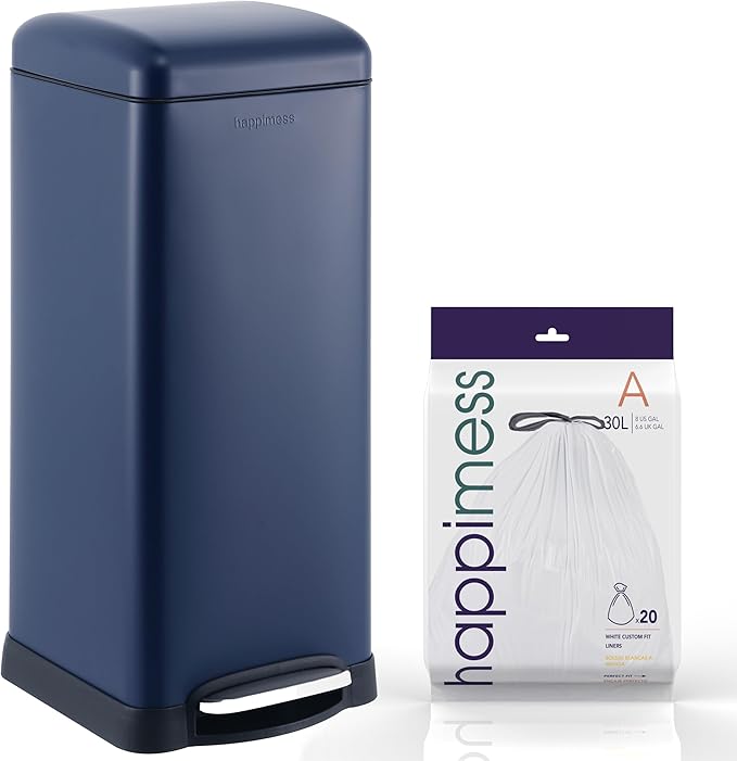happimess HPM1007H Betty Retro 8-Gallon Step-Open Trash Can, Fingerprint by Happimess