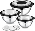 E-far Mixing Bowls with Lids and Graters, Stainless Steel Salad Mixing Bowl by E-far