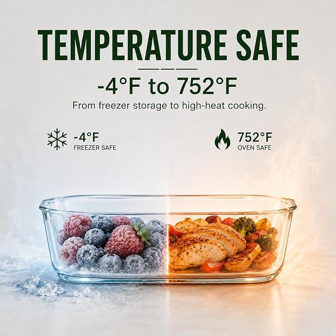 5 Pack 36oz Borosilicate Glass Food Storage Containers Set - Image 5