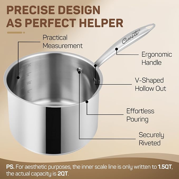 Ciwete 3 Qt Stainless Steel Saucepan - Image 6