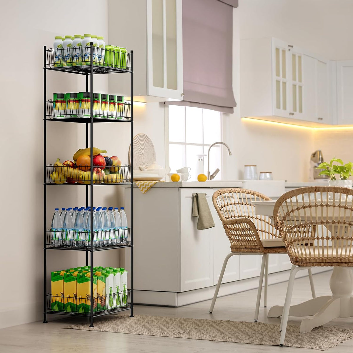 5 Tier Water Bottle Storage Rack Freestanding Metal Water Bottle