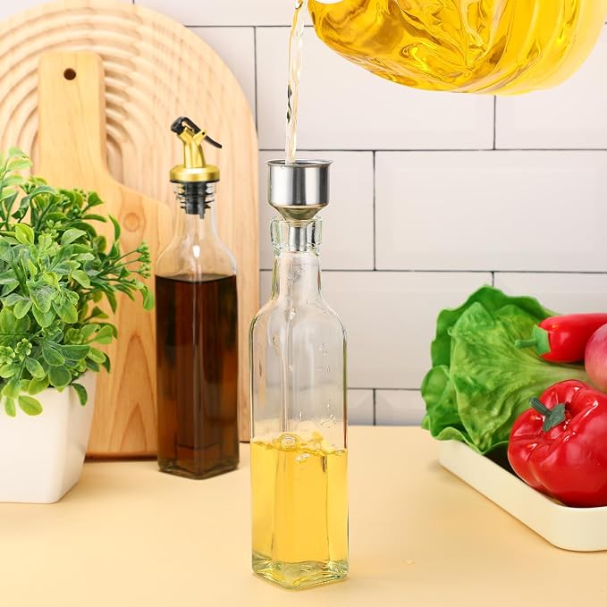 Hushee 12 Pcs Clear Glass Olive Oil Dispenser Bottles Sets Include 8oz Glass - Image 5