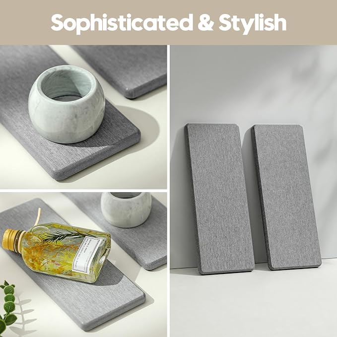 Razborci 2PCS Bathroom Counter Vanity Trays, Water Absorbing Diatomite Stone - Image 6