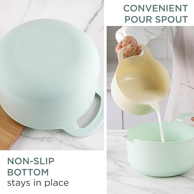 COOK WITH COLOR Nesting Plastic Mixing Bowl Set with Pour Spouts and Handles - Image 3
