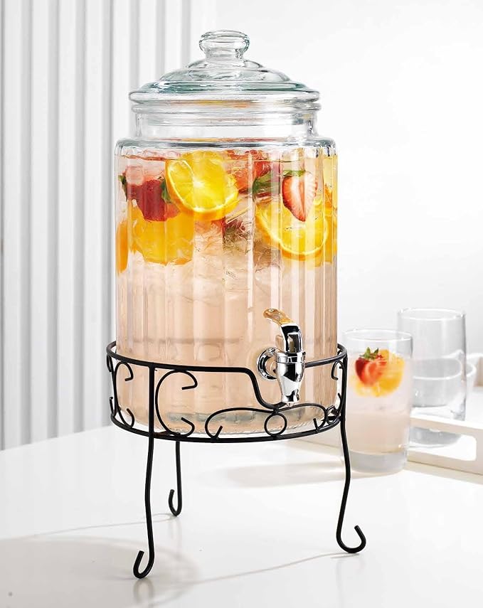 MosJos 2 PACK 1.5 Gallon Drink dispenser, Glass Beverage Dispenser - Image 4