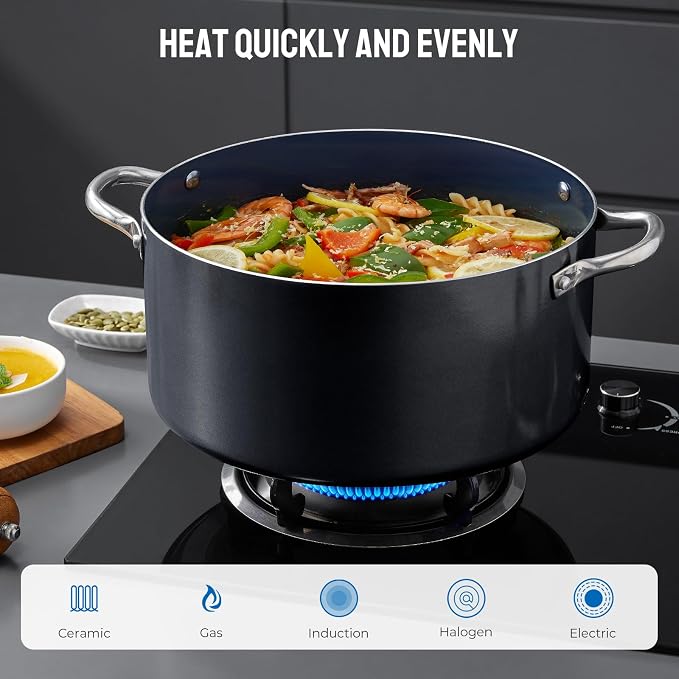 Induction Cookware Set 6-Piece, Stackable Kitchen Cooking Pots Set, 6qt 4.8qt & - Image 5