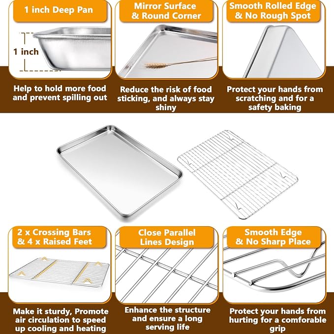 P&P CHEF 16 + 12.5 Inch Stainless Steel Baking Sheet - Image 3