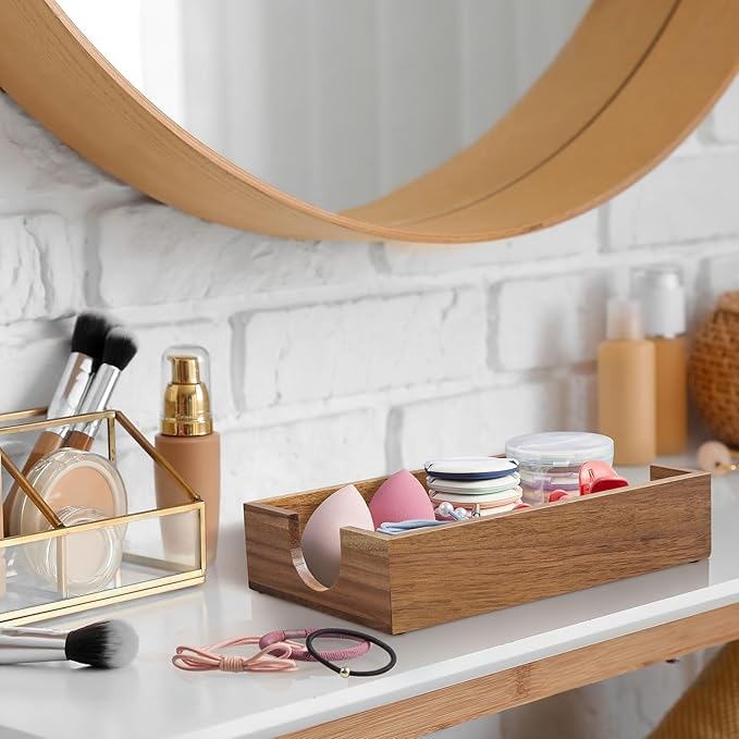 Napkin Holder for Bathroom, Acacia Wooden Guest Towel Holder Tray for Bathroom - Image 7