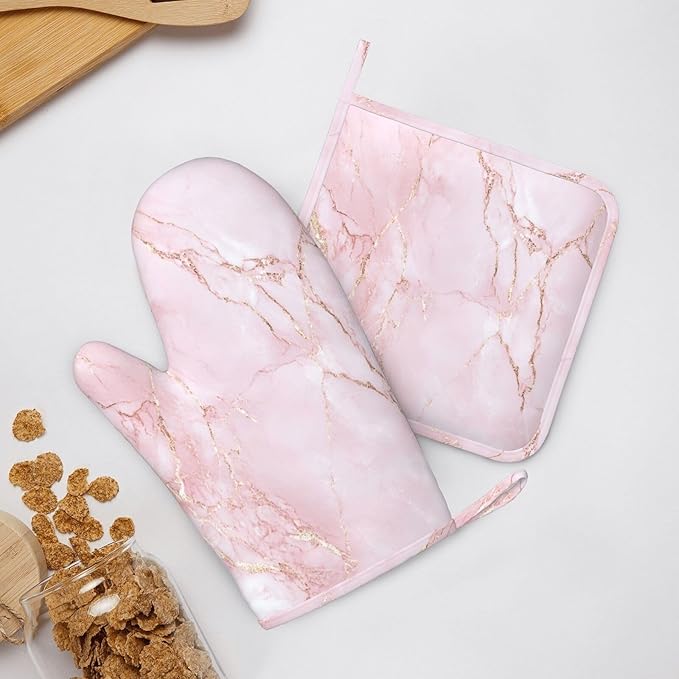 Oven Mitts and Pot Holders Light Pink Marble Art Silicone Kitchen Accessories - Image 8