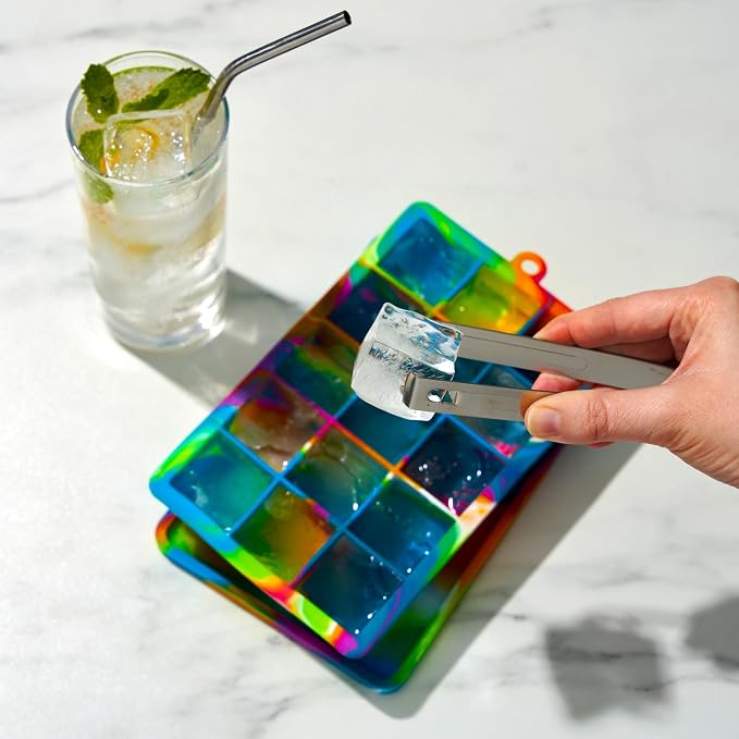 Host Ice Cube Tray with Lid, Makes 15 1.25" Cubes, Durable Silicone Trays - Image 4